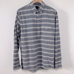 J Crew Casual Pullover Button Shirt, Size M, Blue and White